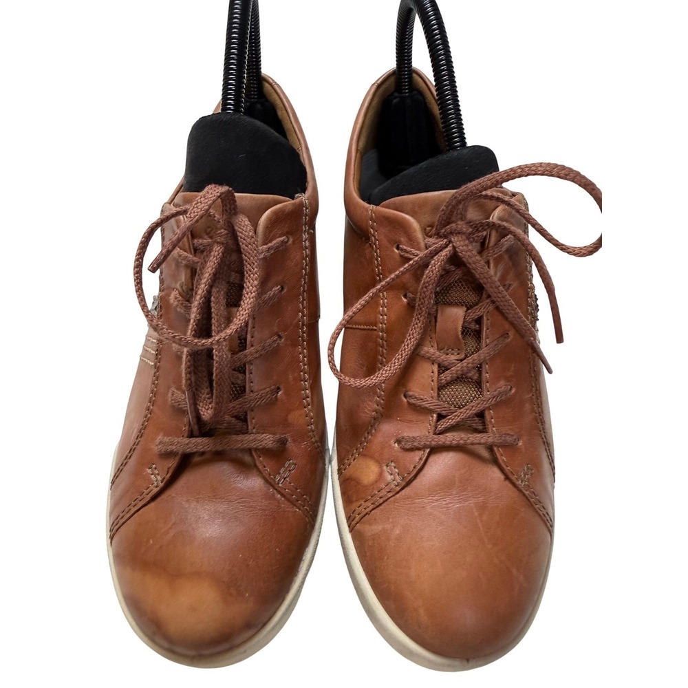 Ecco Mens Brown Leather Lace Up Sneakers Shoes Cognac Size 39